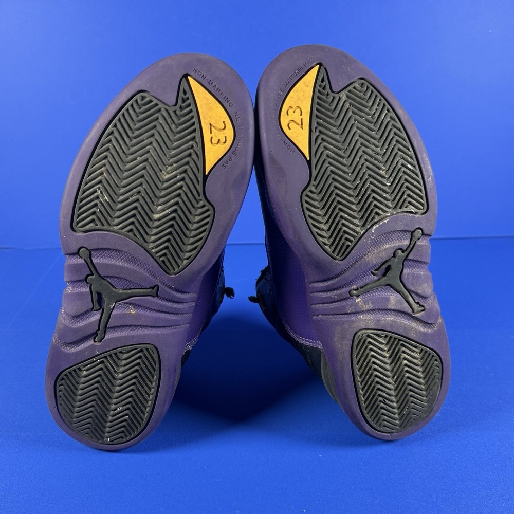 Nike Air Jordan 12 Retro Shoes Youth 2.5Y Black Purple Basketball Sneakers‎ Lace - Picture 9 of 12